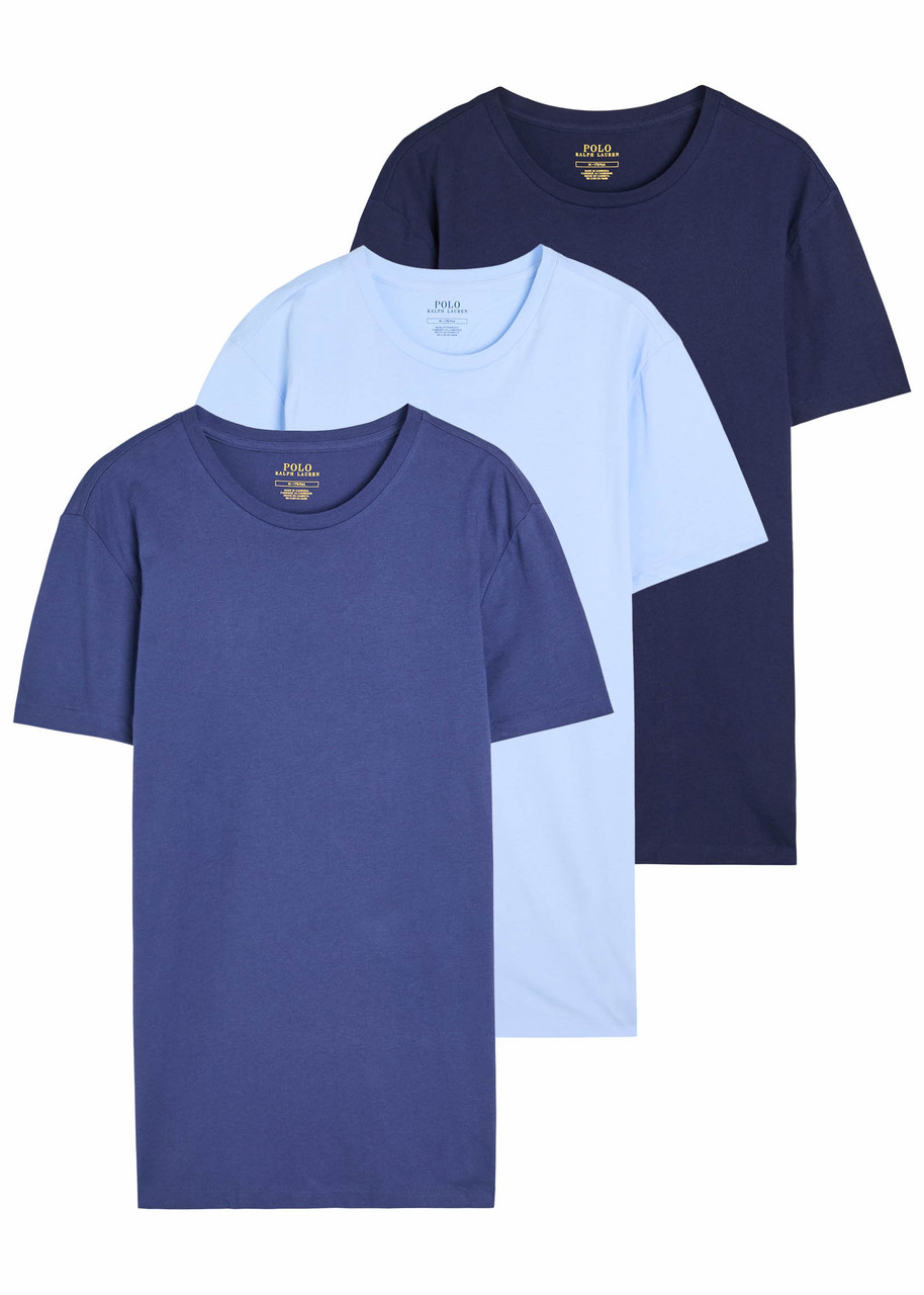 Polo Ralph Lauren Logo-embroidered Cotton T-shirts - set of Three - Blue - S