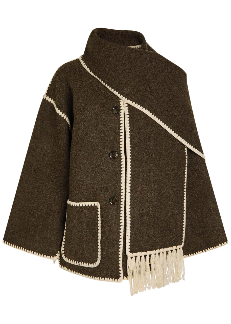 Toteme Scarf-effect Wool-blend Jacket - Brown - 44 (UK16 / XL)