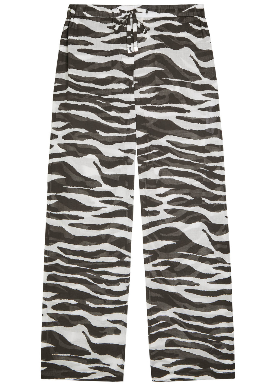 The Attico Zebra-print Sheer Cotton Trousers - Black - 44 (UK12 / M)