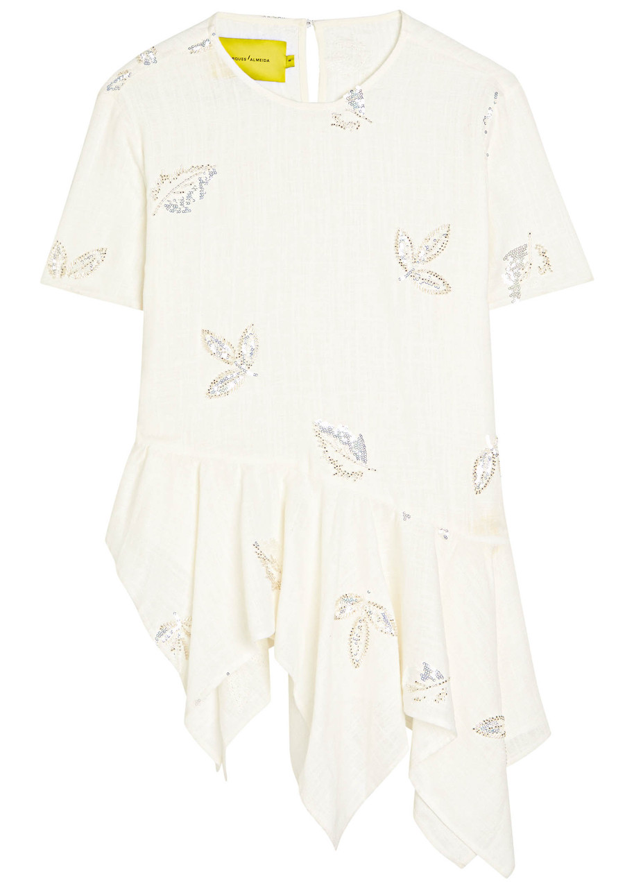 Marques’ Almeida Embellished Woven top - White - 12 (UK12 / M)