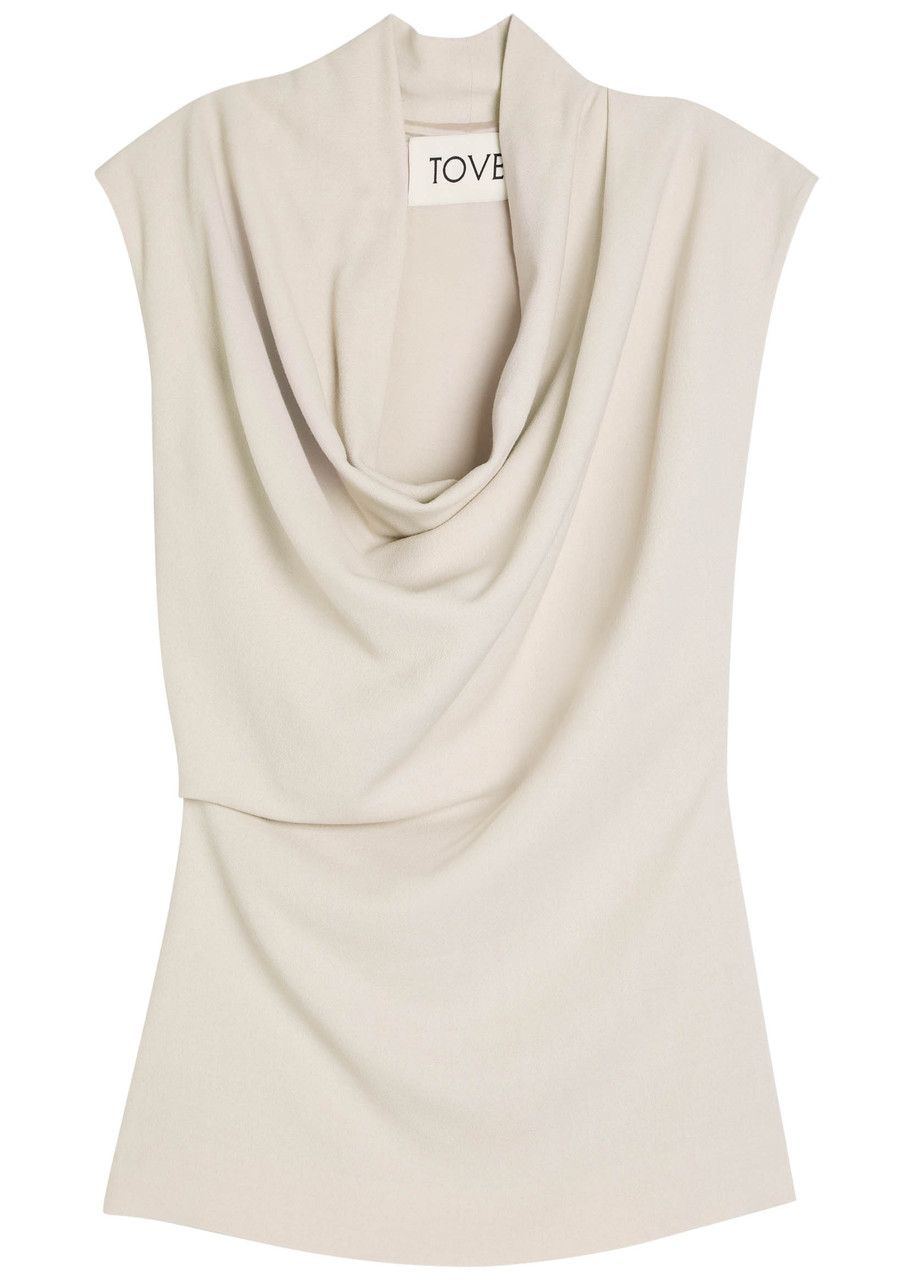 Tove Nula Draped Crepe-de Chine top - Light Grey - 38 (UK10 / S)