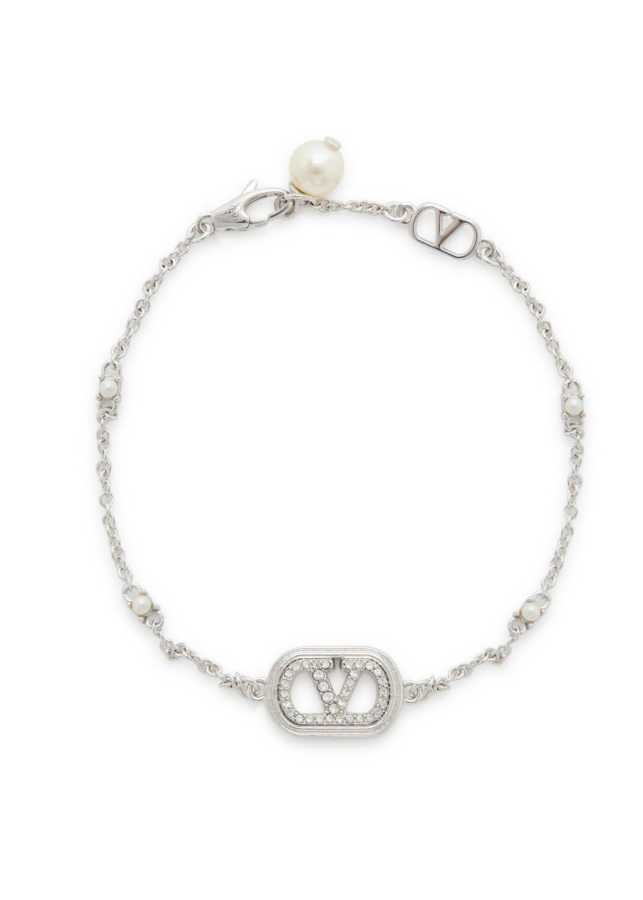 Valentino Garavani Vlogo Embellished Chain Bracelet - Silver - S