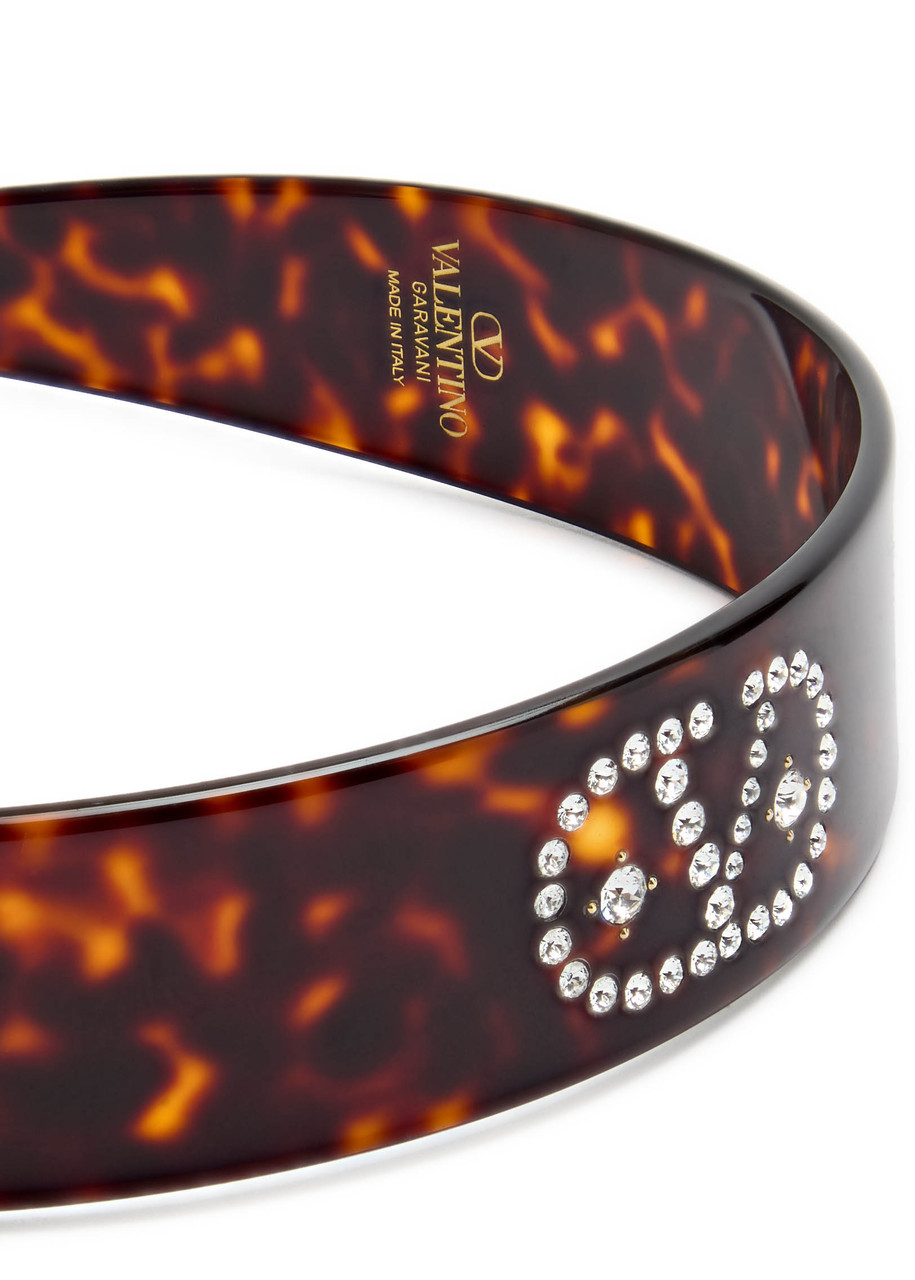 Valentino Garavani Crystal-embellished Vlogo Headband – Brown – One Size