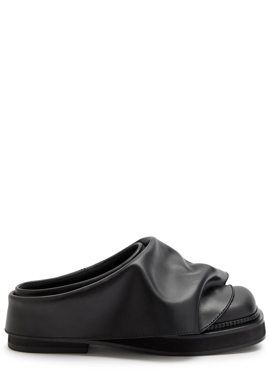 The Attico Mini Robin Gathered Leather Mules - Black - 40 (IT40 / UK7)