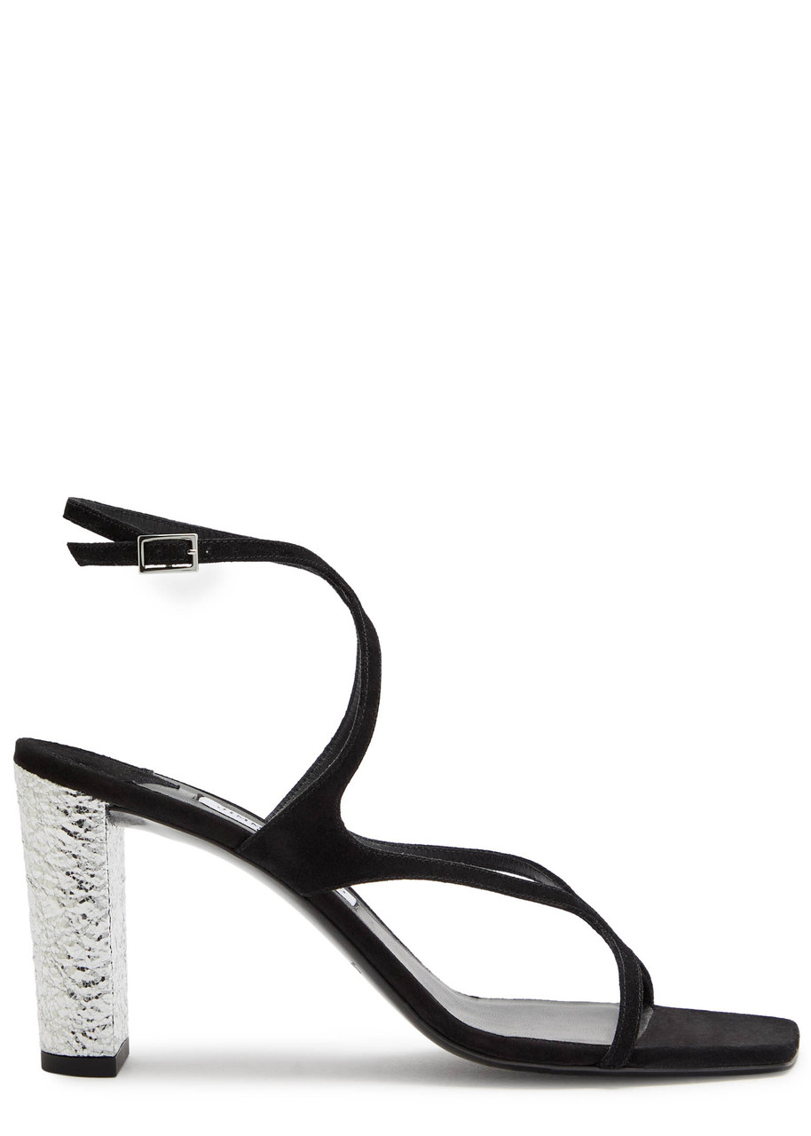 Jimmy Choo Azie 85 Suede Sandals - Black And Silver - 41 (IT41 / UK8)