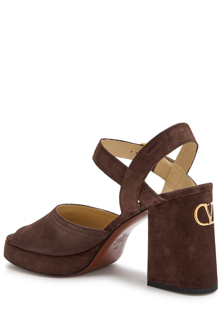 Valentino Plateausandalen Fawcette Vlogo Aus Veloursleder In Brown
