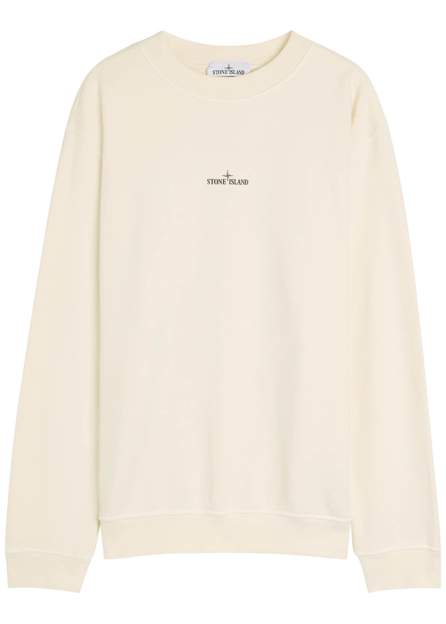 Stone Island Logo-print Cotton Sweatshirt - Ivory - XL