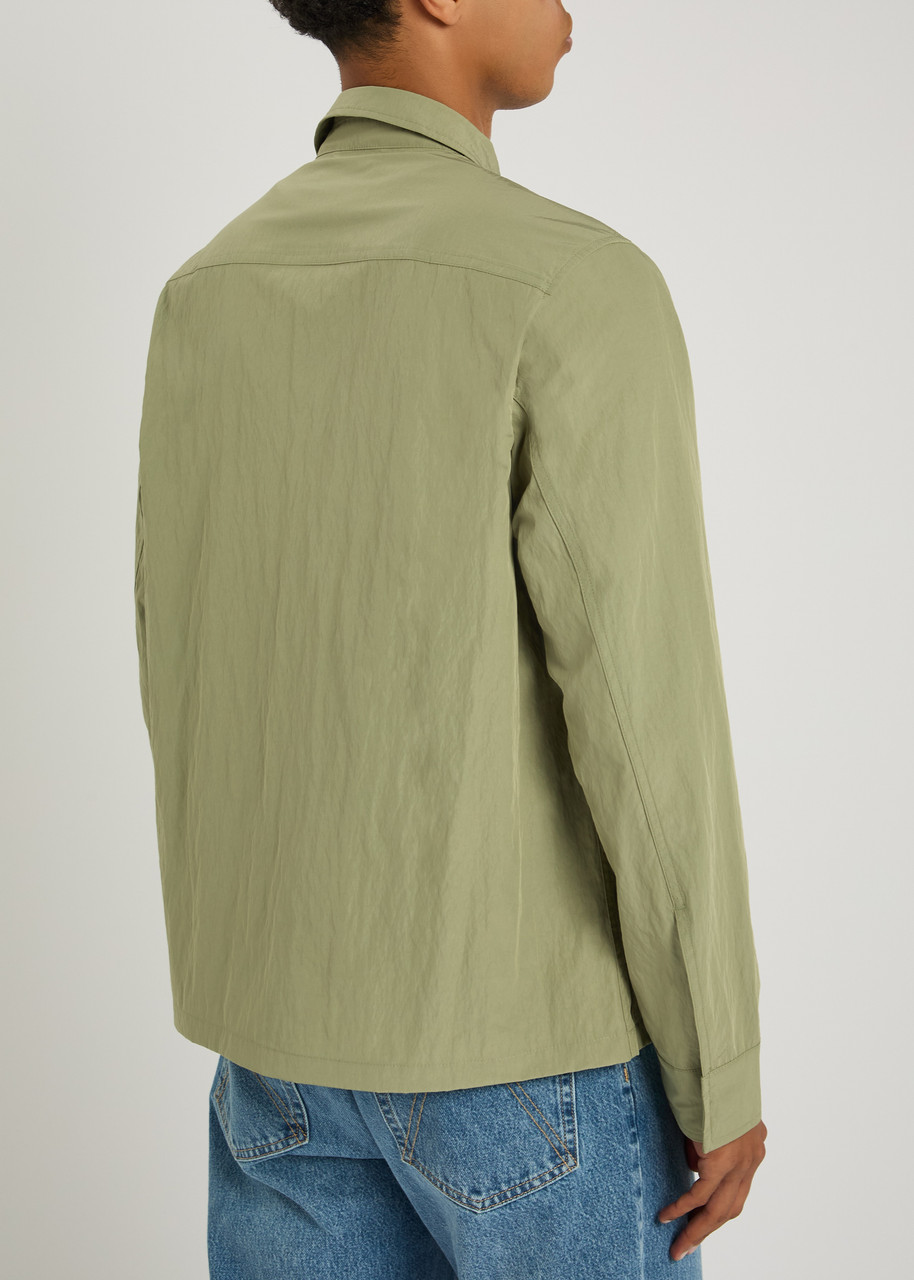  Fred Perry Logo-embroidered Crinkled Shell Overshirt - Green - L 