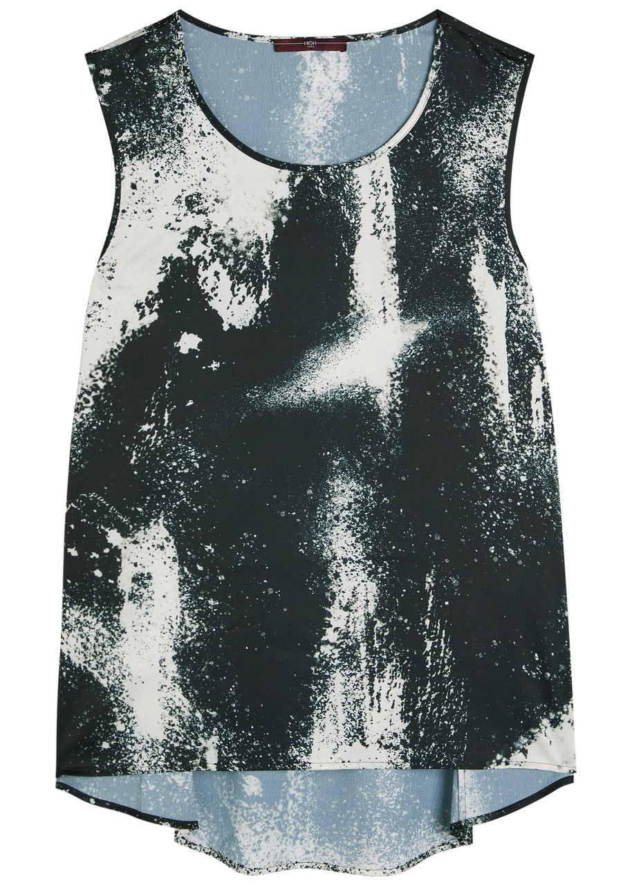 High Cue Printed Satin top - Black - 40 (UK8 / S)