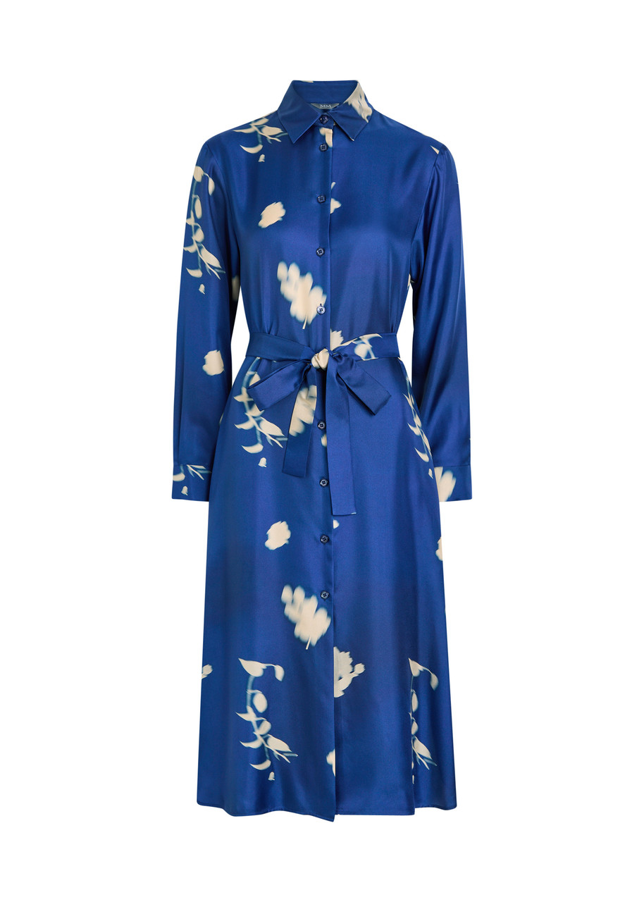 MM Jadi Printed Satin Midi Shirt Dress