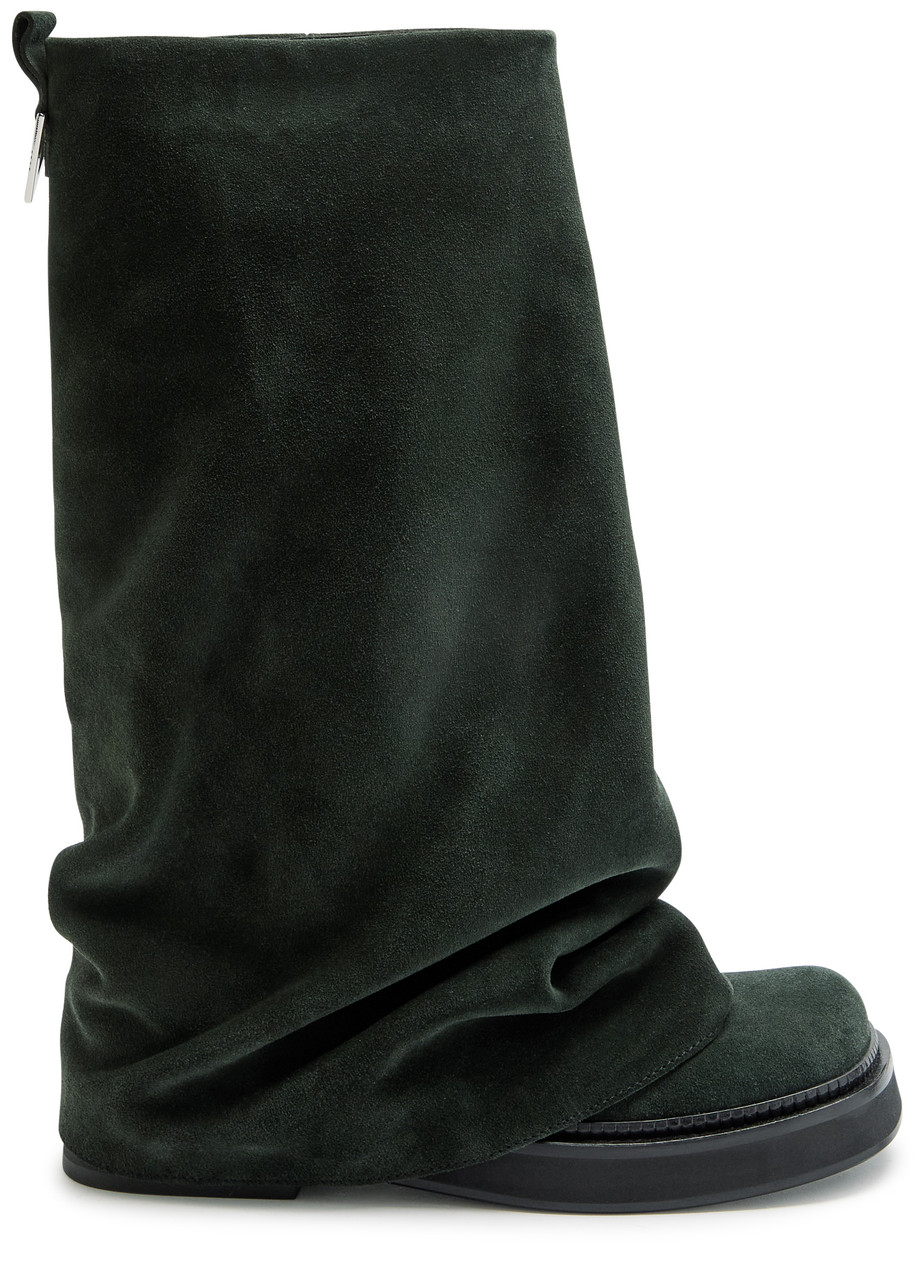 The Attico Robin Layered Suede Combat Boots - Khaki - 40 (IT40 / UK7)