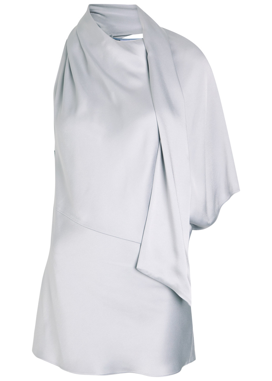 Stella Mccartney Asymmetric Satin top - Blue - 42 (UK10 / S)