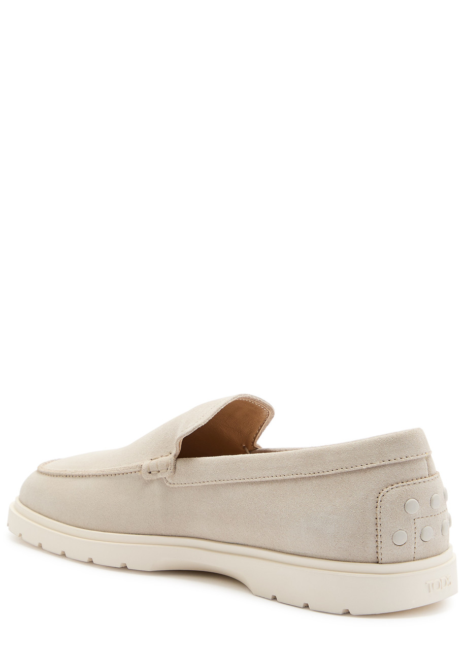 Tod's Slip-on Leather Moccasin Shoes With Cushioned Sole In Gray