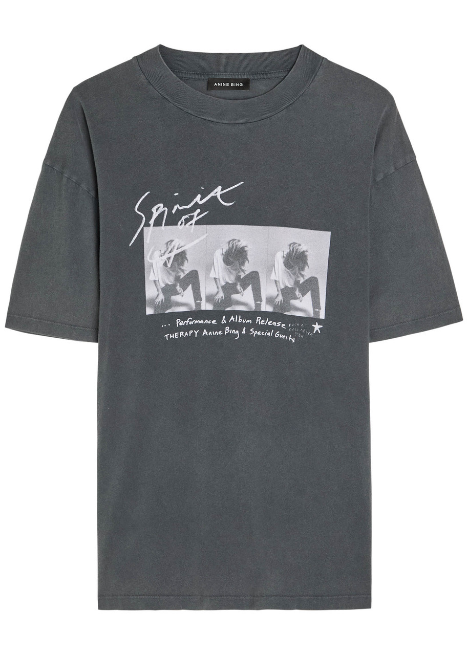 Anine Bing Ashton Concert Printed Cotton T-shirt In Black