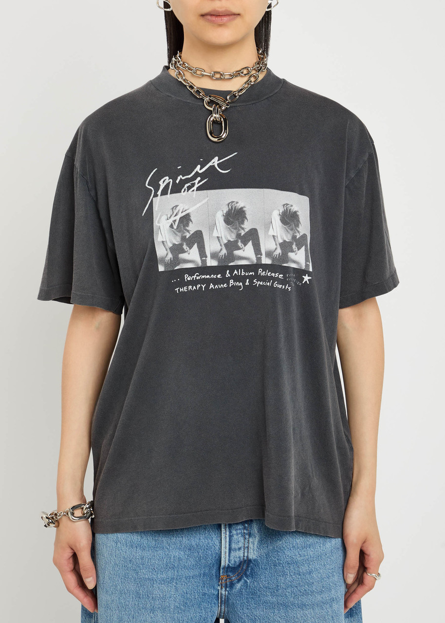 Anine Bing Ashton Concert Printed Cotton T-shirt In Black