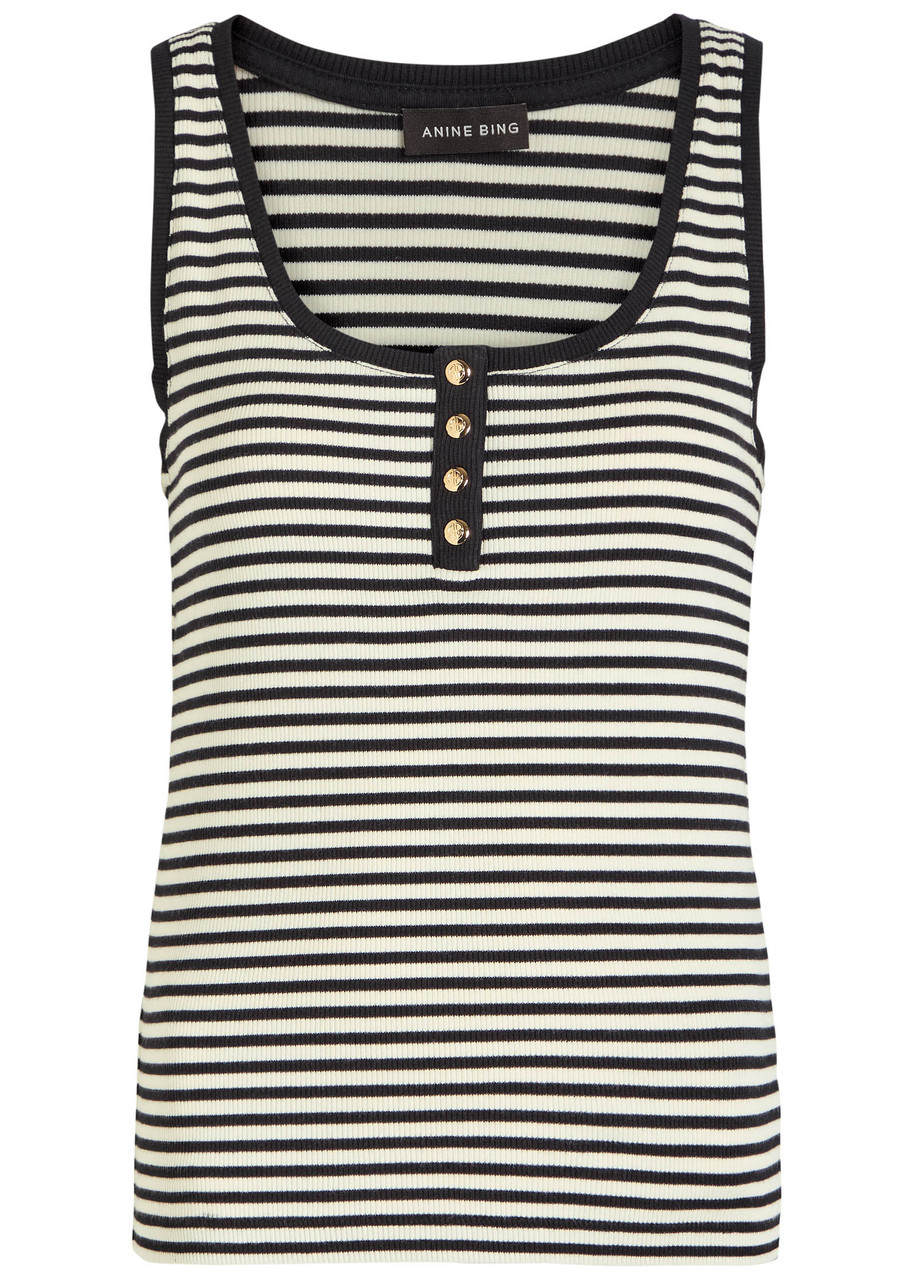 Anine Bing Alessia Striped Stretch-cotton Tank In Multi