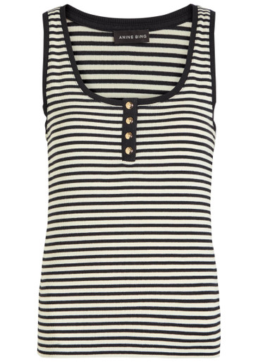 ANINE BING Alessia striped stretch-cotton tank | Harvey Nichols