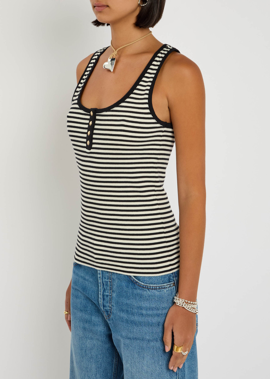 Anine Bing Alessia Striped Stretch-cotton Tank In Multi