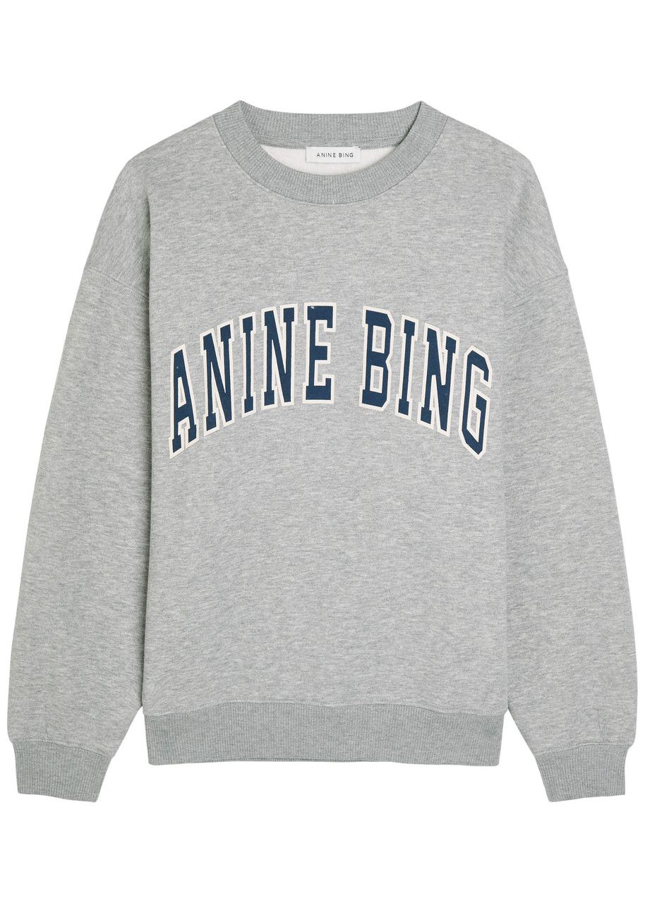 Anine Bing Grey Crew Neck Sweatshirt With Bold Lettering In Gray