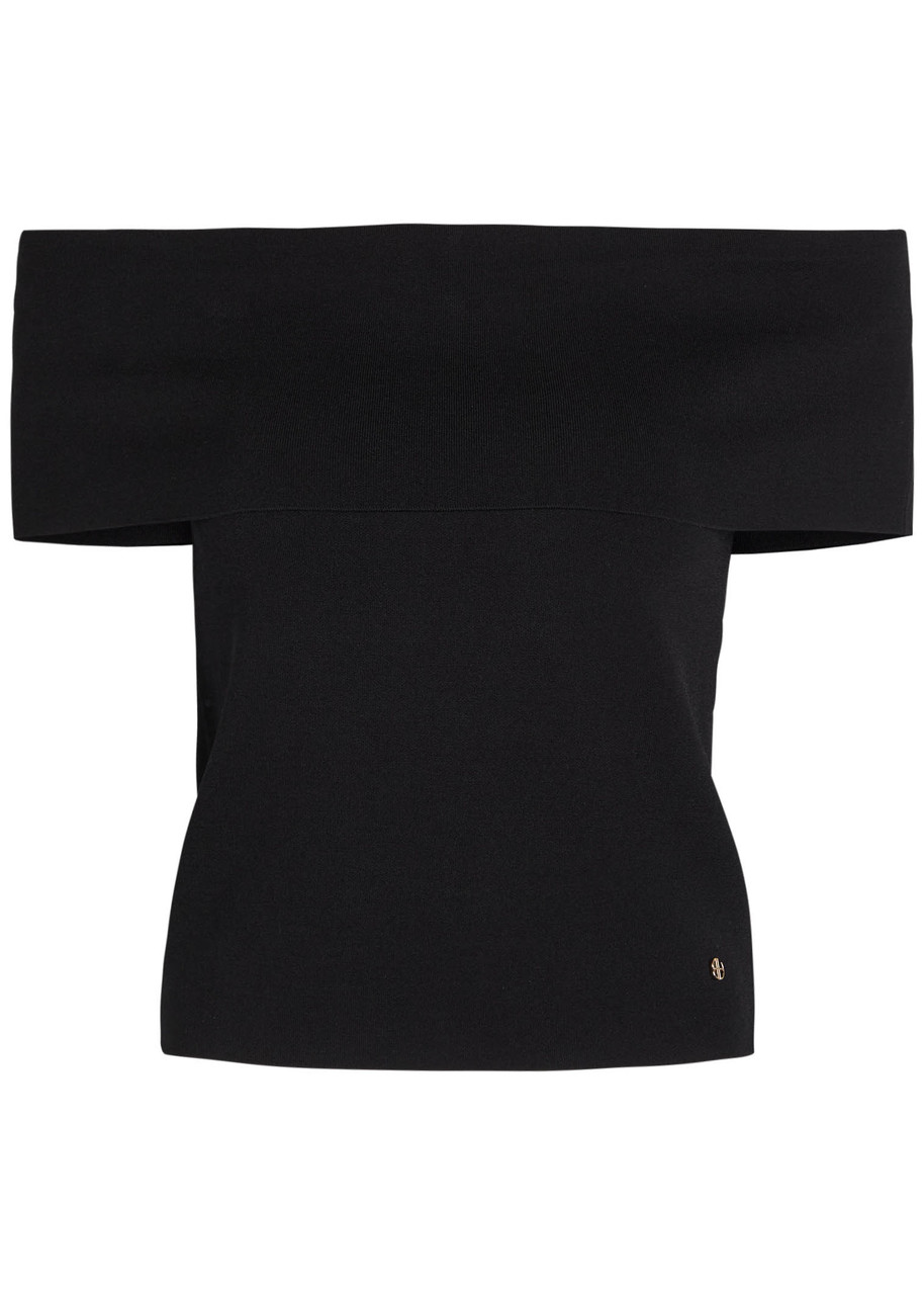 Anine Bing Womens Black Francis Off-shoulders Knitted Top In Black