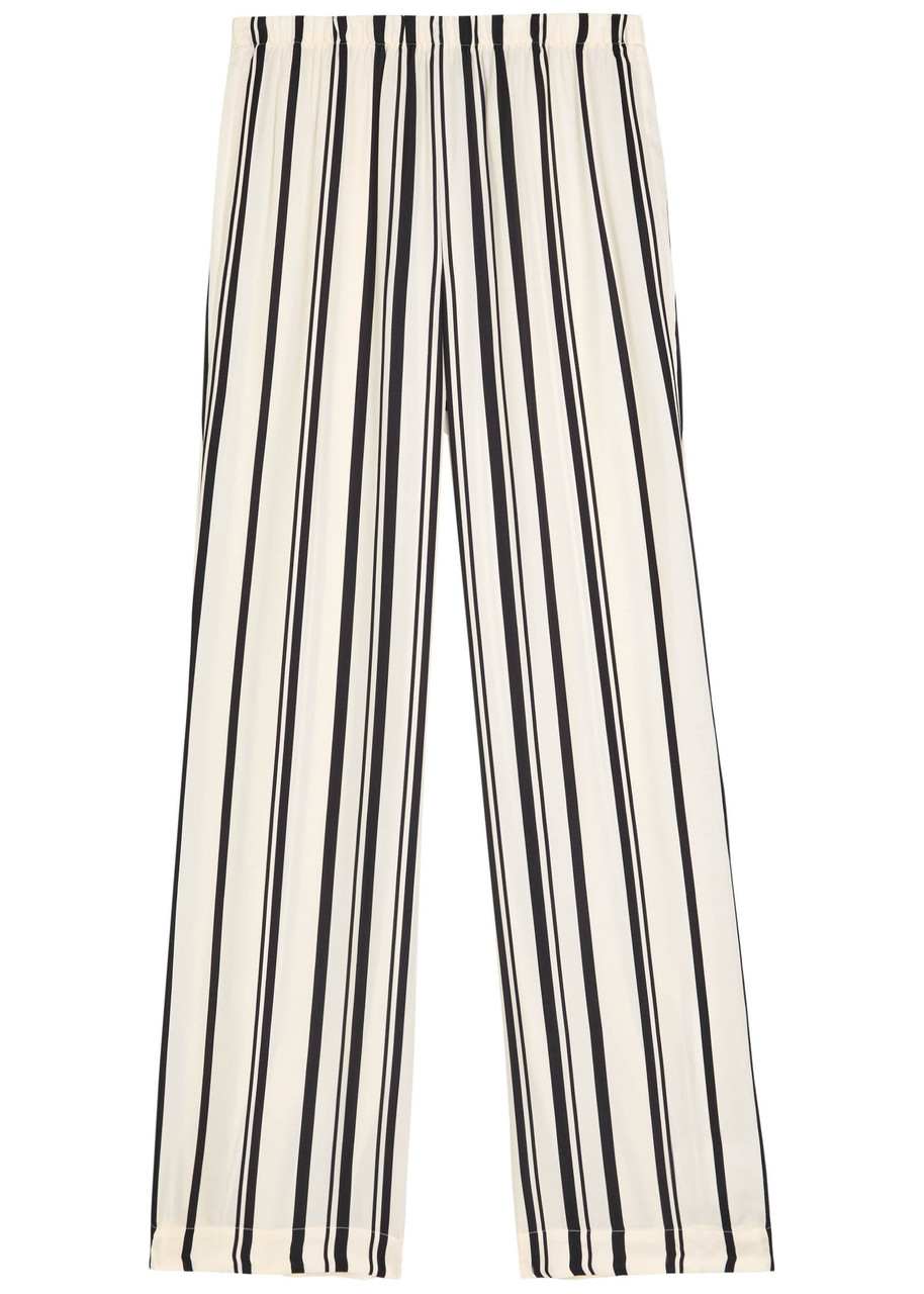 Anine Bing Elain Striped Satin Trousers In Multi