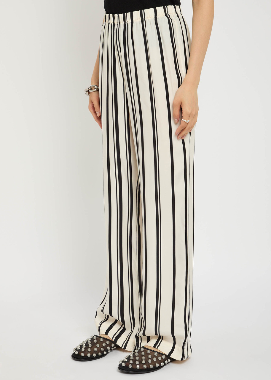 Anine Bing Elain Striped Satin Trousers In Multi
