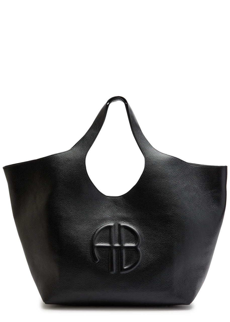 Anine Bing Lili Logo-embossed Leather Tote In Black