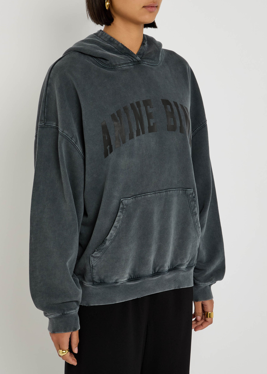 Anine Bing Harvey Hooded Cotton Sweatshirt In Black