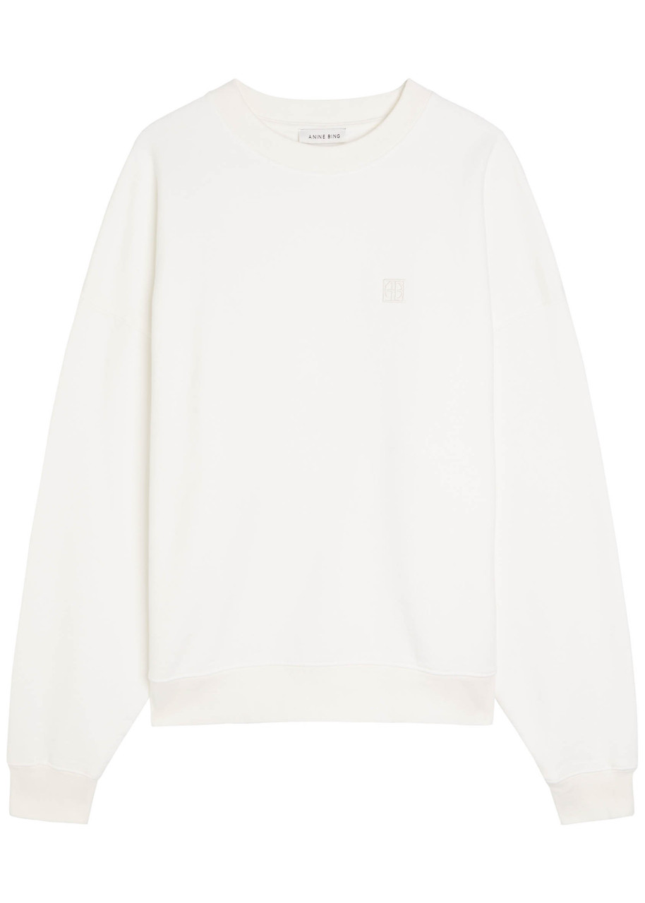 Anine Bing Miles Logo Cotton Sweatshirt In White