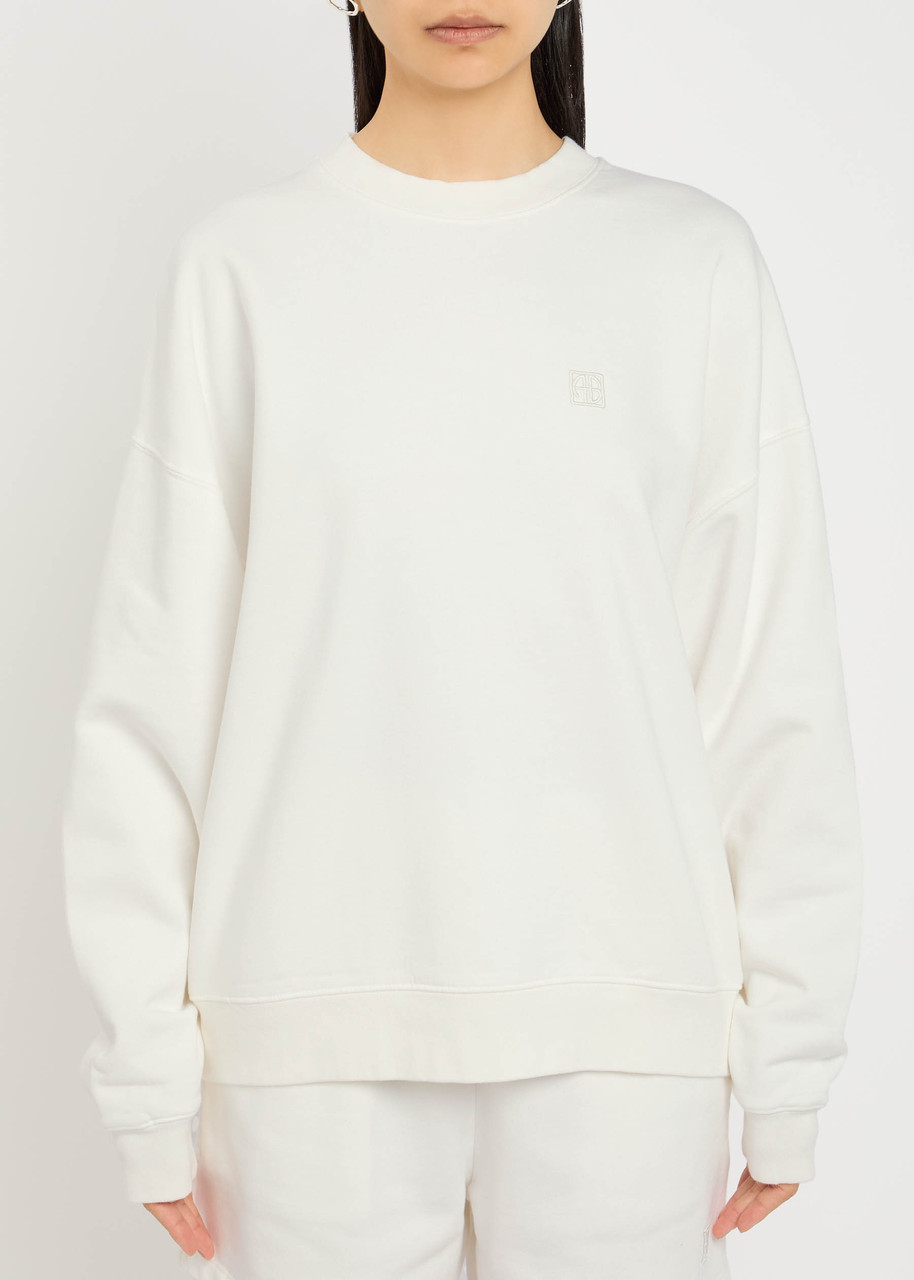 Anine Bing Miles Logo Cotton Sweatshirt In White