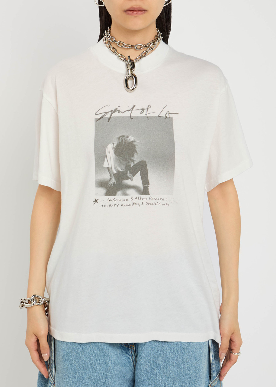 Anine Bing Ashton Spirit Printed Cotton T-shirt In White