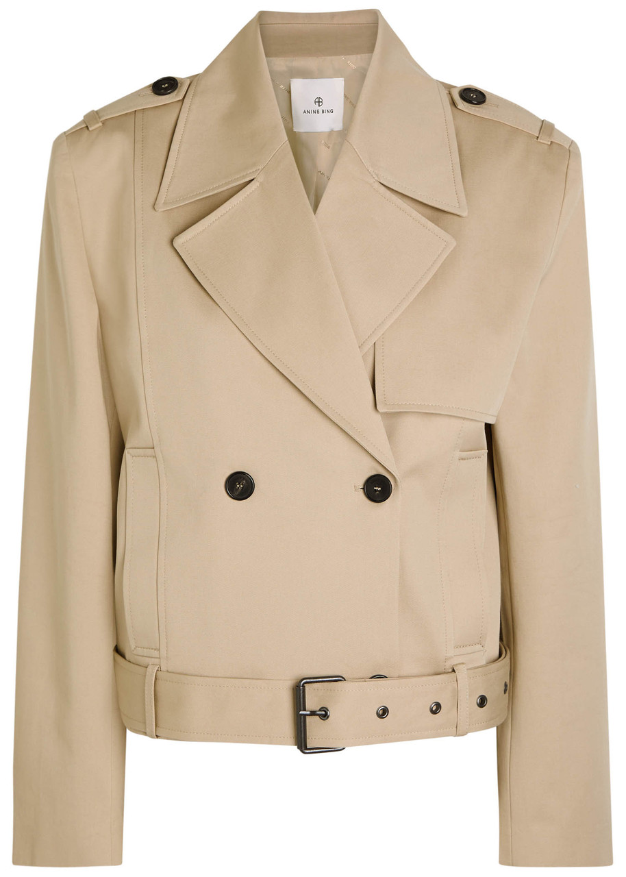 Anine Bing Womens Oatmeal Greer Belted Cotton Jacket In Neutral