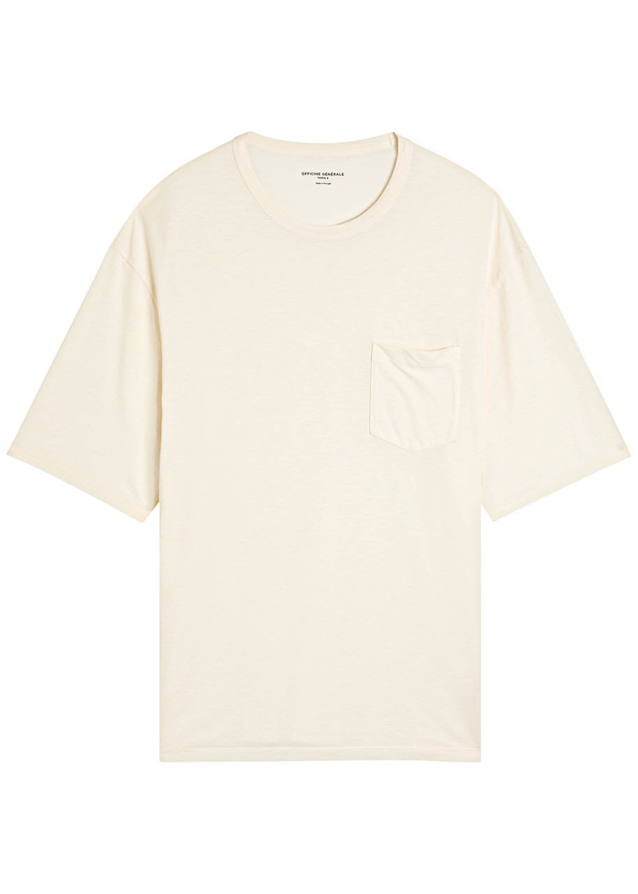 Officine Generale Linen-blend T-shirt In Neutral