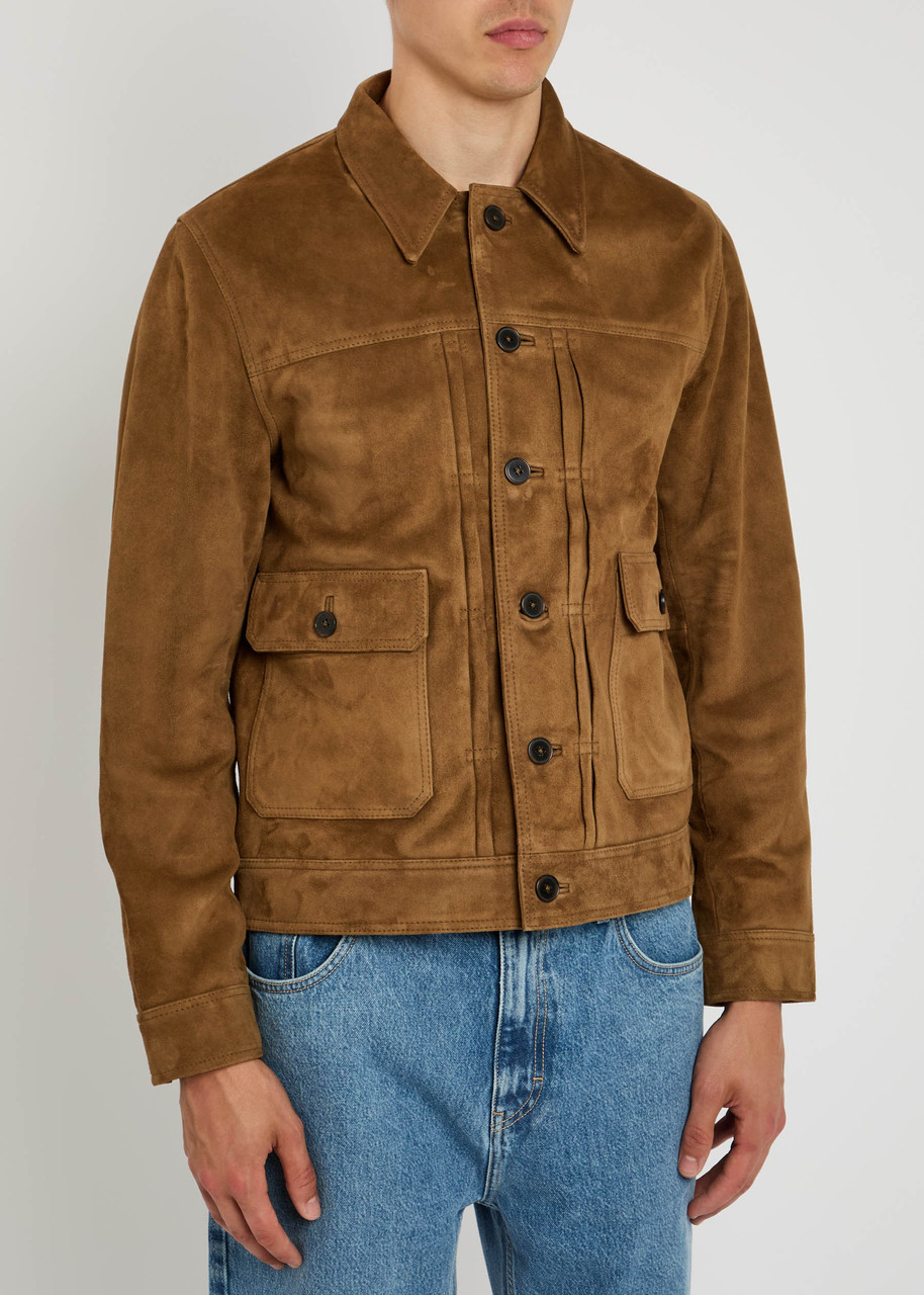 Officine Generale Lazlo Suede Jacket In Brown