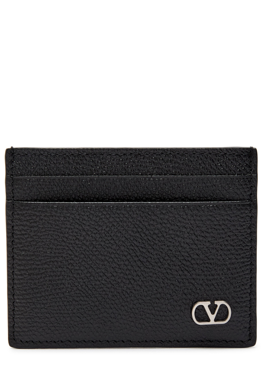 Valentino Garavani Vlogo Signature Black Calfskin Cardholder In Black