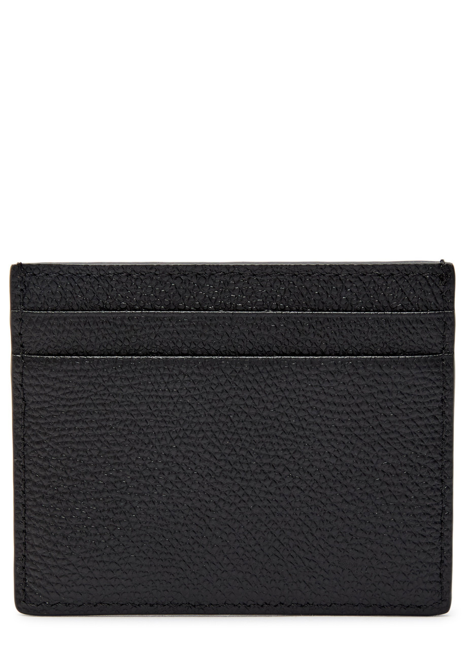 Valentino Garavani Vlogo Signature Black Calfskin Cardholder In Black