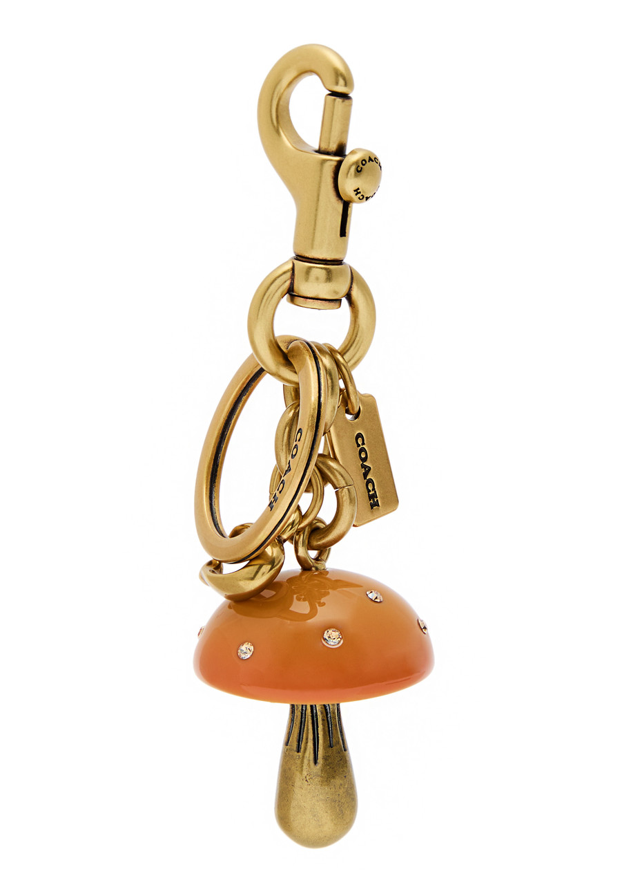 Coach Mushroom Crystal-embellished Bag Charm In Gold