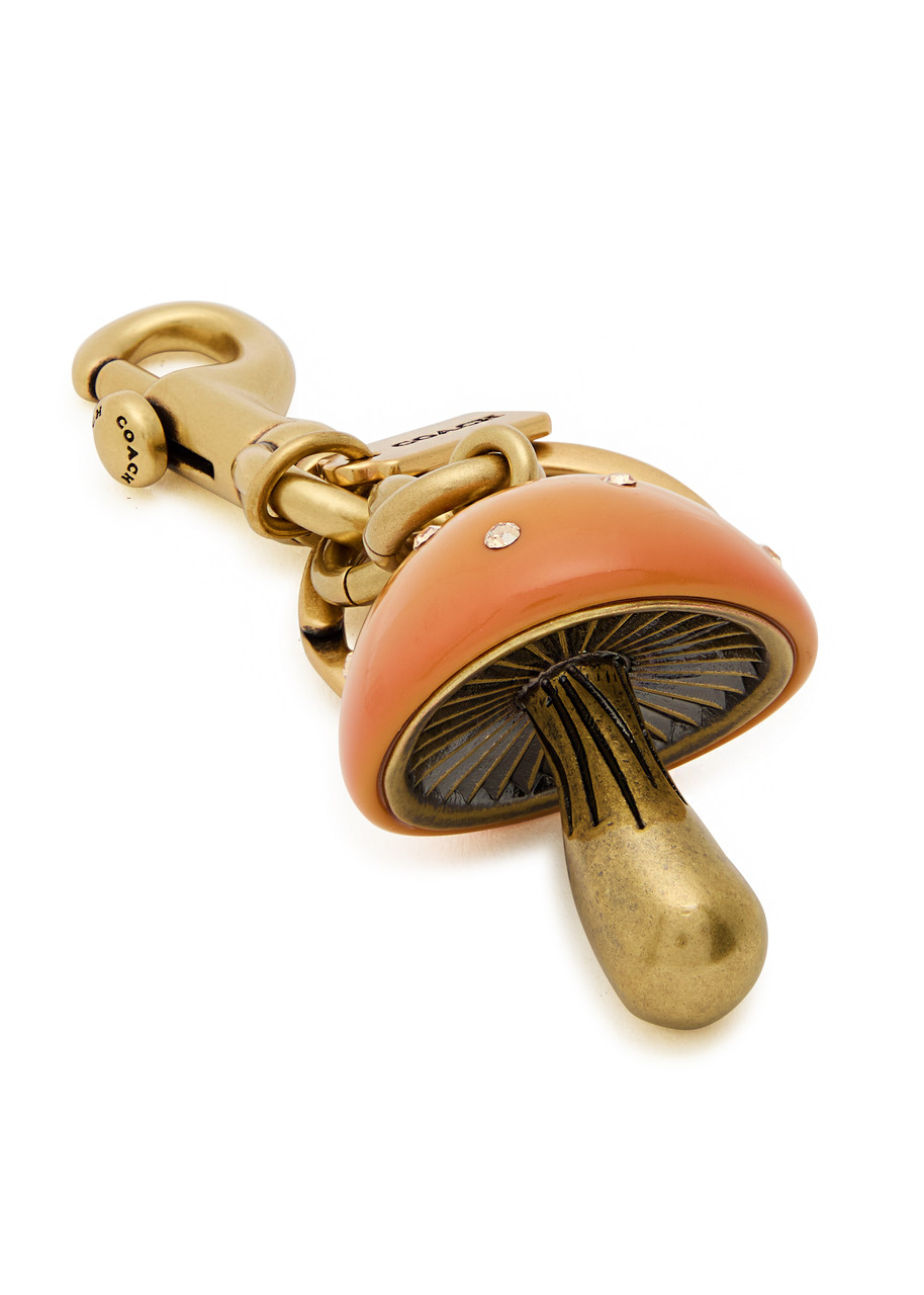 Coach Mushroom Crystal-embellished Bag Charm In Gold