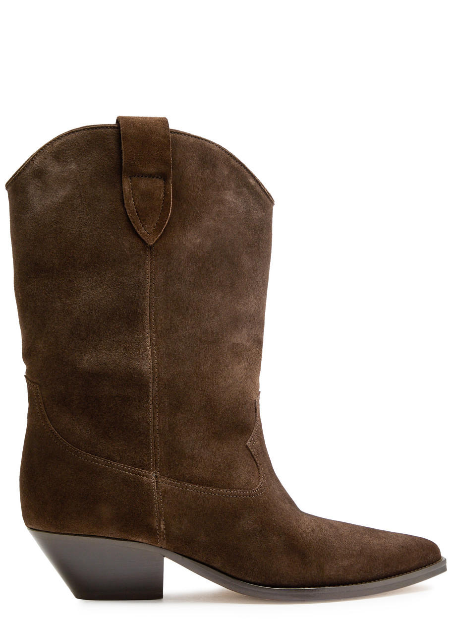 Isabel Marant Étoile Duerto 40 Western Suede Mid-calf Boots In Brown