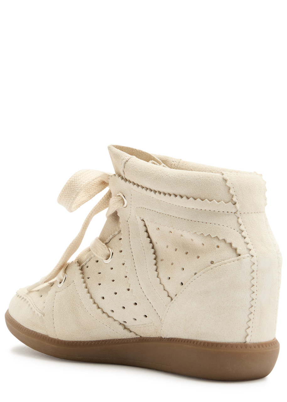 Isabel Marant Étoile Bobby 50 Perforated Suede Wedge Sneakers In White