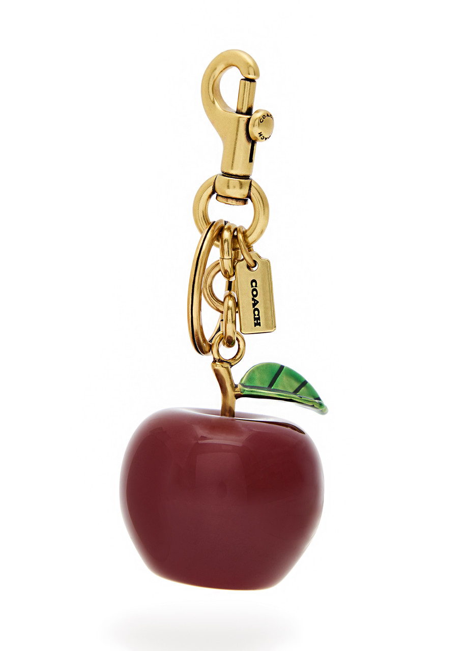 Coach Small Apple Enamelled Bag Charm In Red