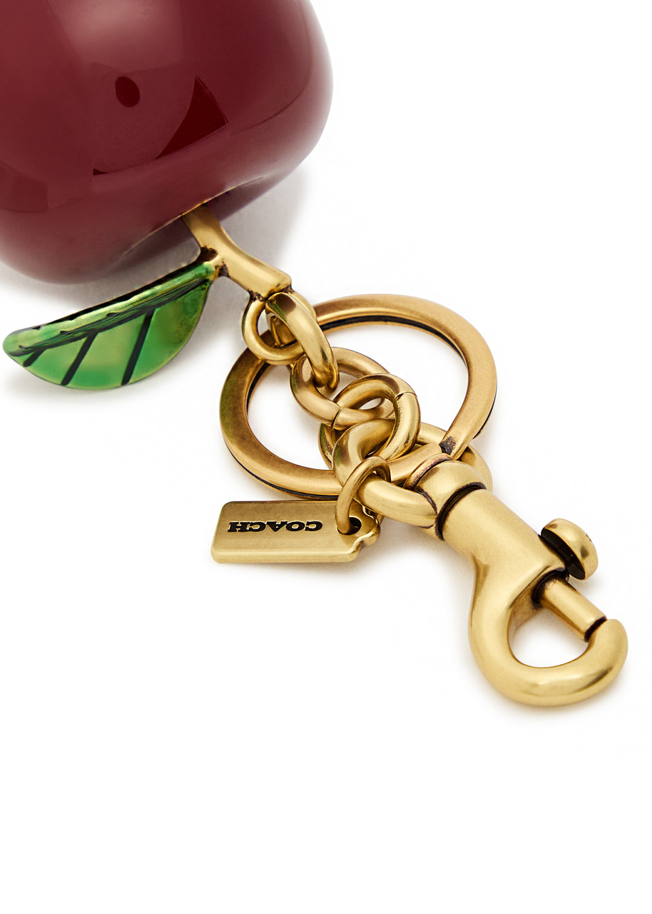 Coach Small Apple Enamelled Bag Charm In Red