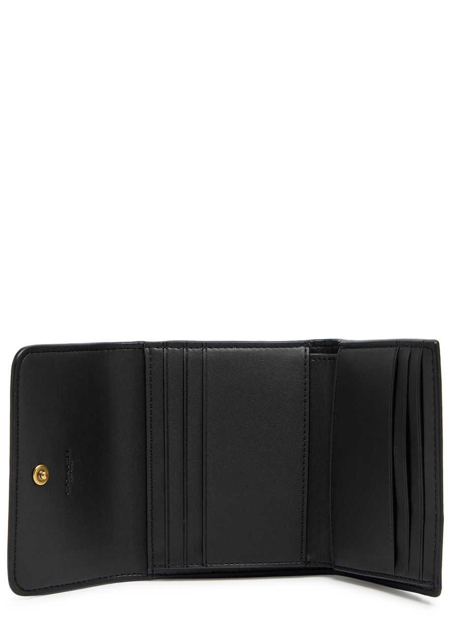  Coach Logo Grained Leather Wallet - Black - One Size 