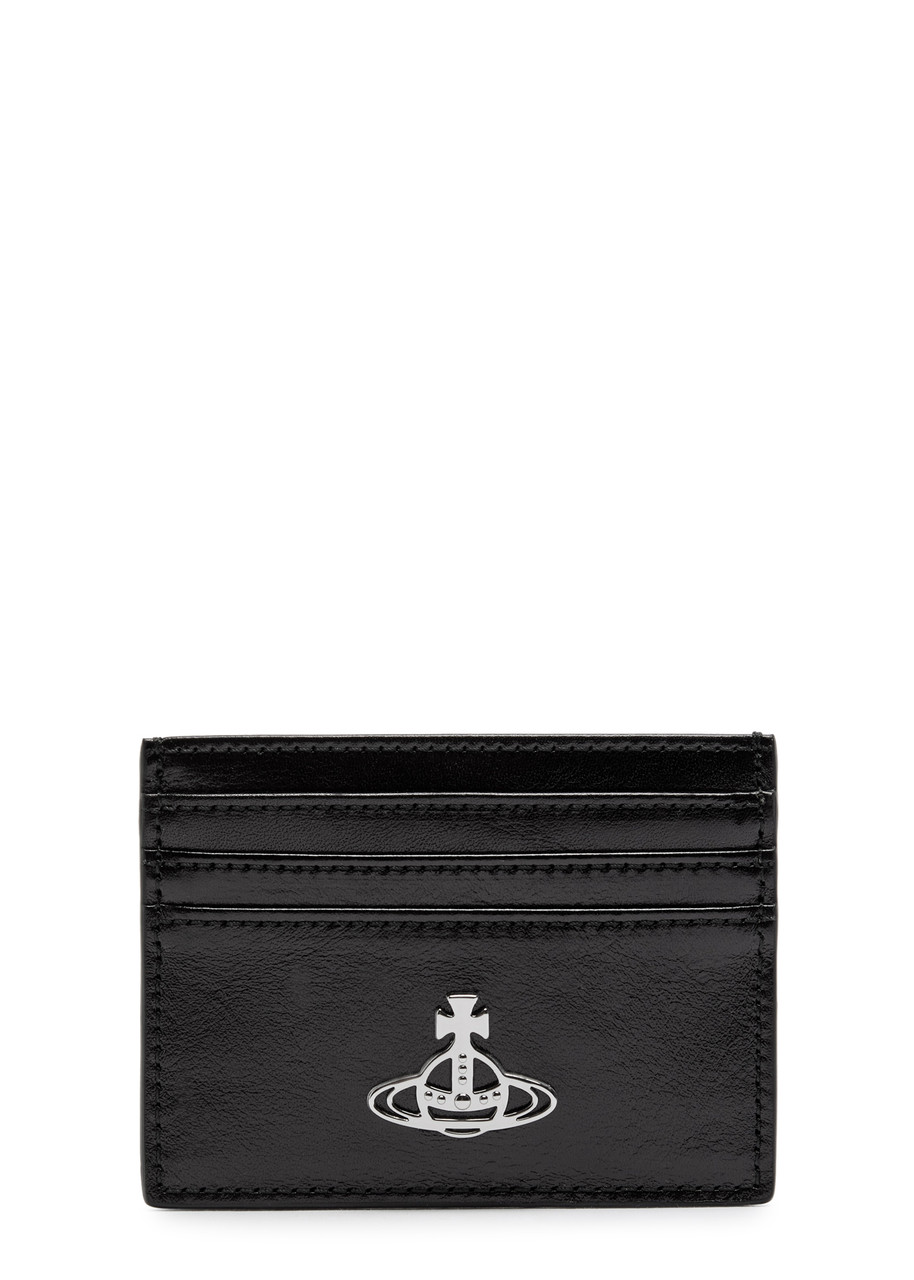Vivienne Westwood Orb Grained Leather Card Holder In Black