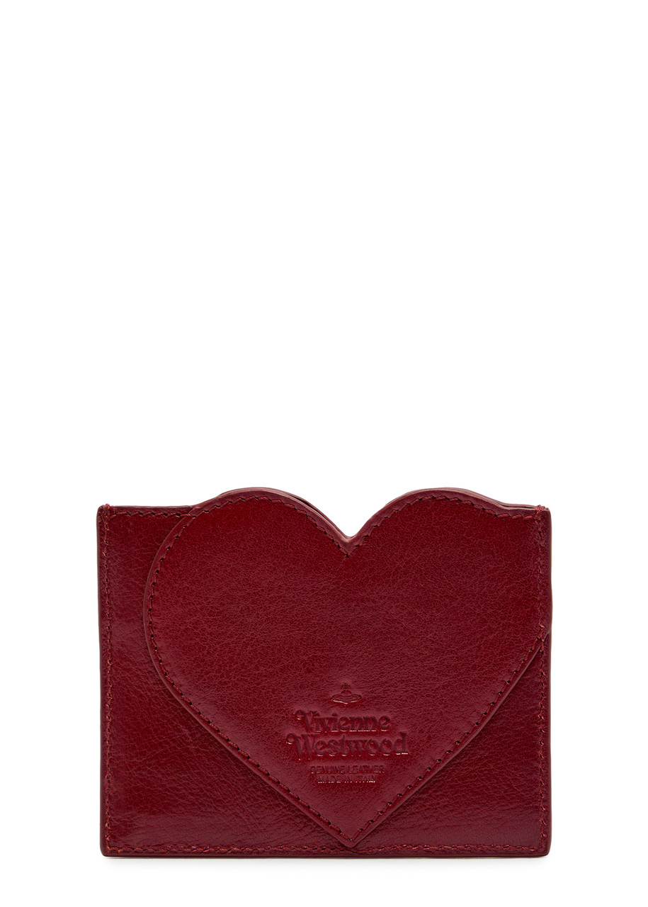 Vivienne Westwood Heart Grained Leather Card Holder In Red