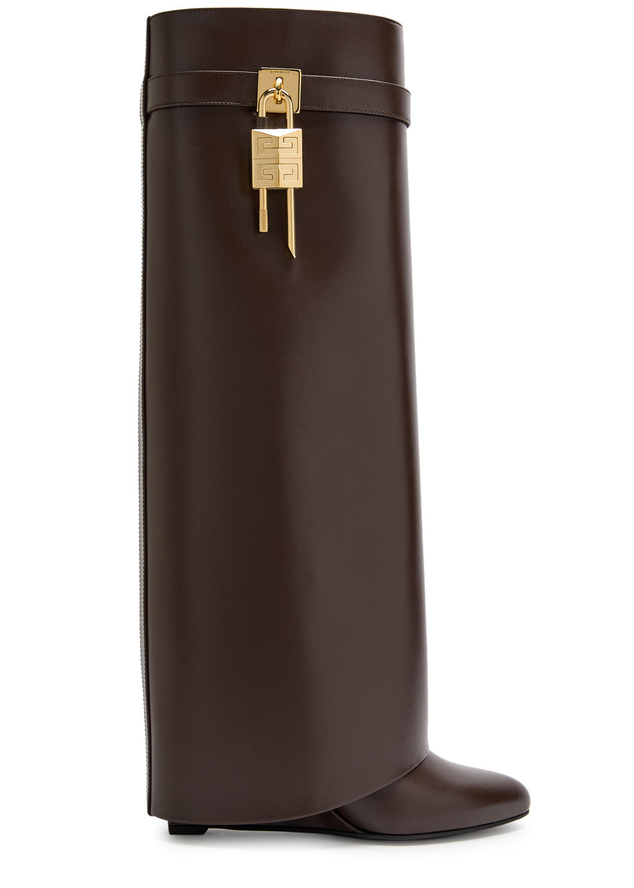 Givenchy Shark Lock 90 Leather Knee-high Boots - Brown - 37 (IT37 / UK4)