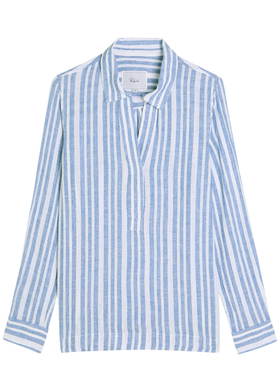 Rails Lagoon Striped Linen-blend Shirt - Blue - XS (UK6 / XS)