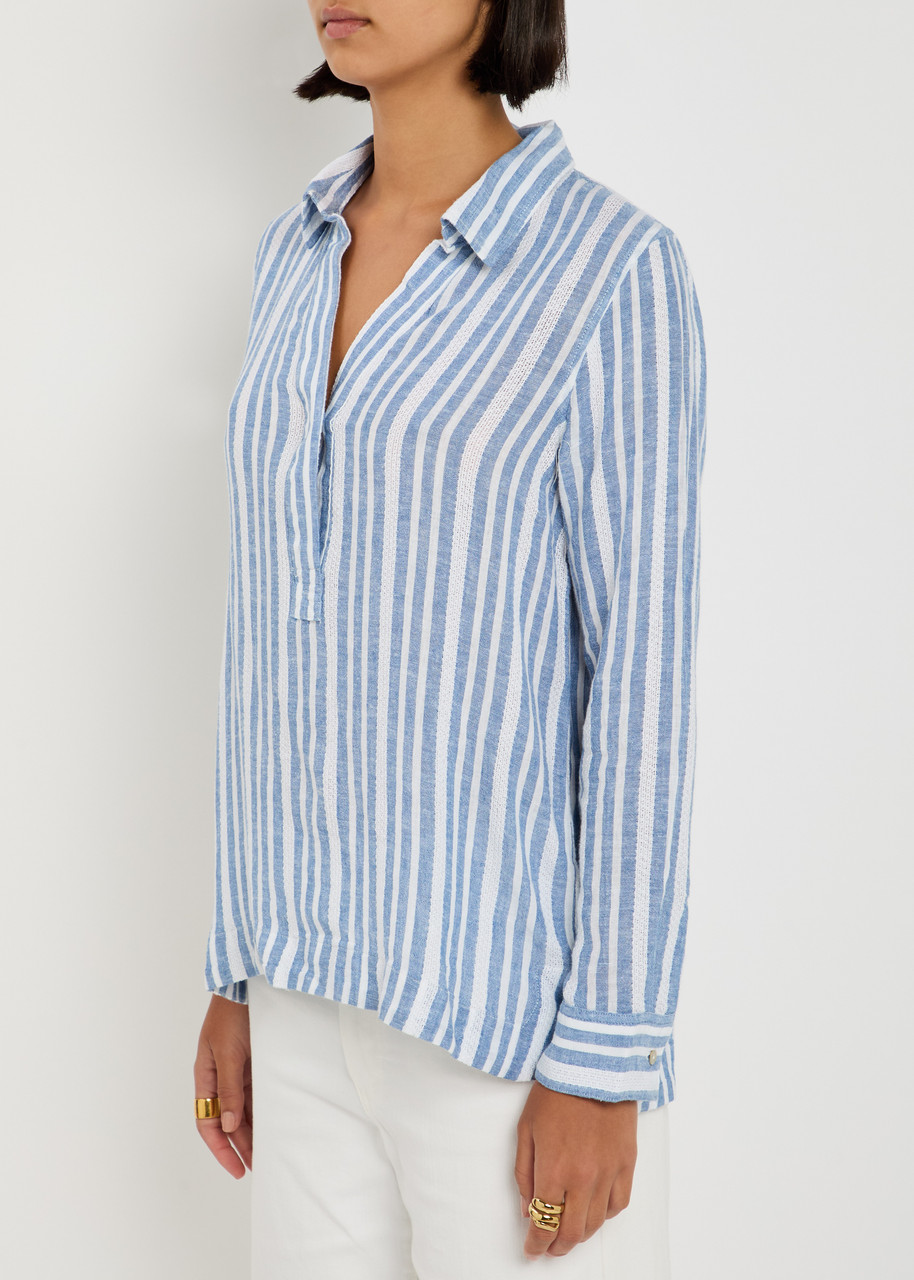 Rails Lagoon Striped Linen-blend Shirt In Blue