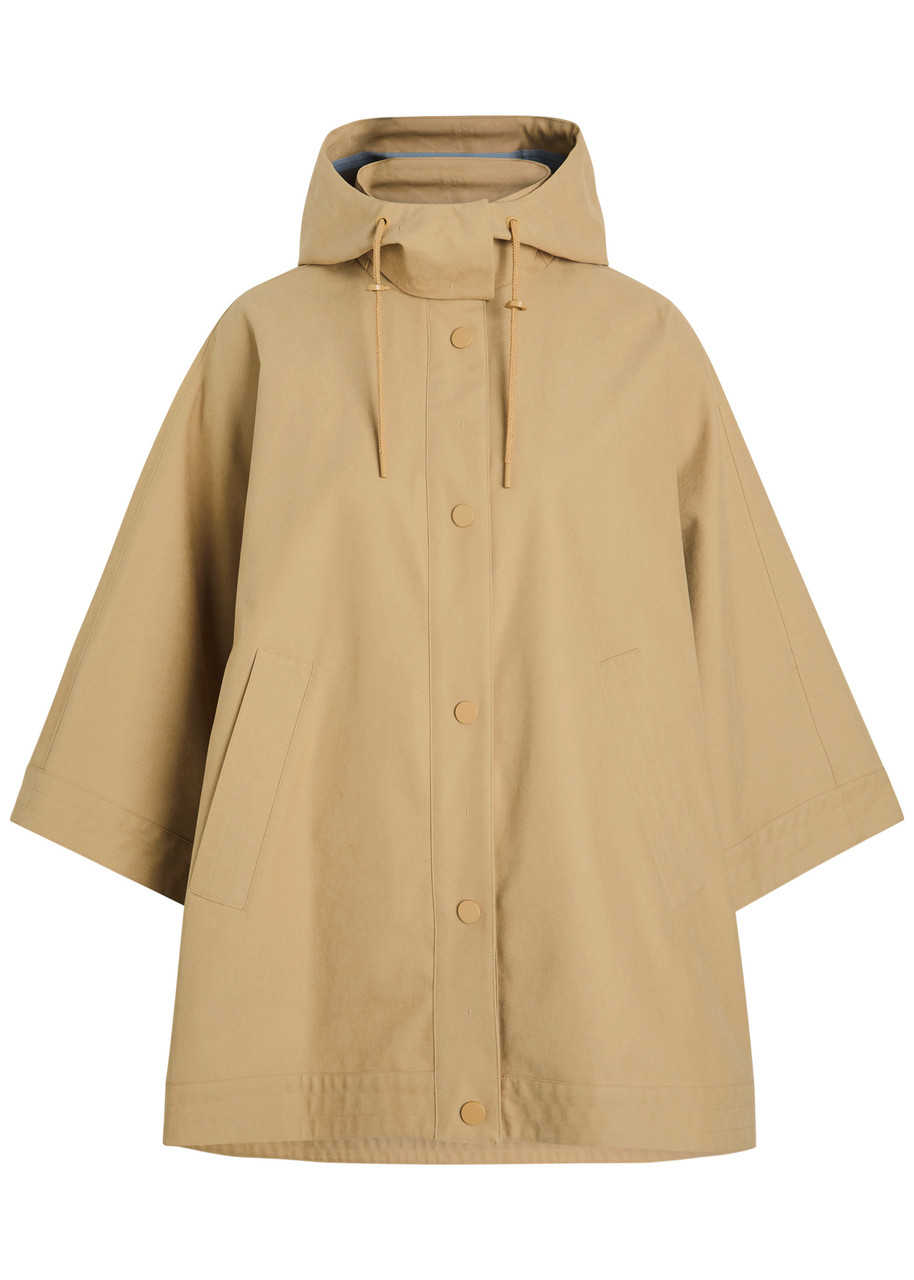 MM Boa Hooded Twill Cape Coat - Sand - M/L (UK14 / L)