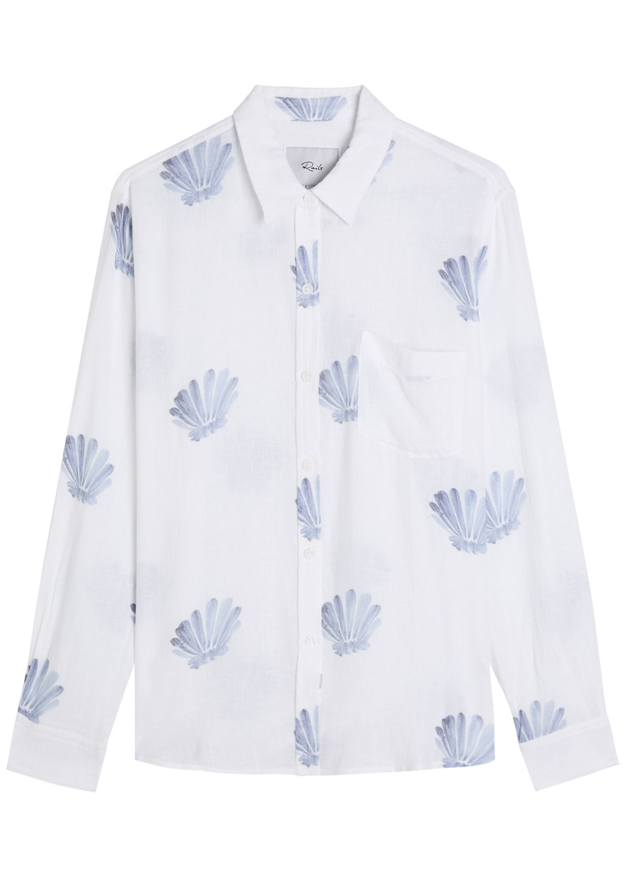 Rails Charli Shell-print Linen-blend Shirt - White - XL (UK16 / XL)